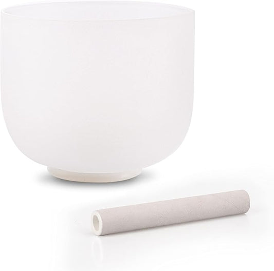 ALIOTH 8 inch F Note Crystal Singing Bowl Heart Chakra with Suede Mallet for Meditation, Yoga, Chakra Healing & Sound Therapy