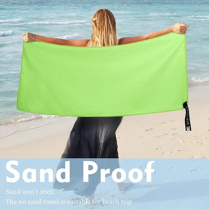 Microfiber Travel Towel, Soft Lightweight Quick Dry Towel, Super Absorbent Compact Travel & Sports & Beach Towels for Camping, Backpack, Gym, Swimming, Yoga, Hiking (M:20"×40" -Green)