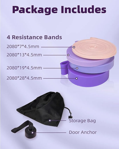 Pull Up Bands, Fitense Resistance Bands Set with Door Anchor, Stretching Assist Band, Portable Exercise, Muscle Training, Physical Therapy, Exercise Workout Bands for Working Out for Women