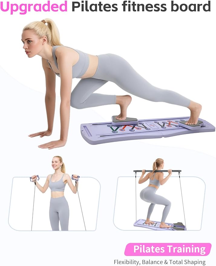 Pilates Board,Pilates Reformer Sets, Multifunctional Abdominal Pilates Board for Home Workout,Fitness Equipment, Portable Foldable Ab Board Trainer Pilates Exercise Machine for Women