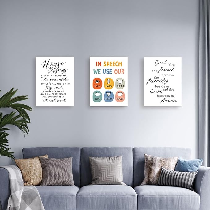 LISTNGBO Mental Health Canvas Wall Art,In Speech We Use Our Health Therapy Artwork Painting Prints Poster Ready to Hang for Counselor Therapy Office School Classroom Decor,12x15 Inch