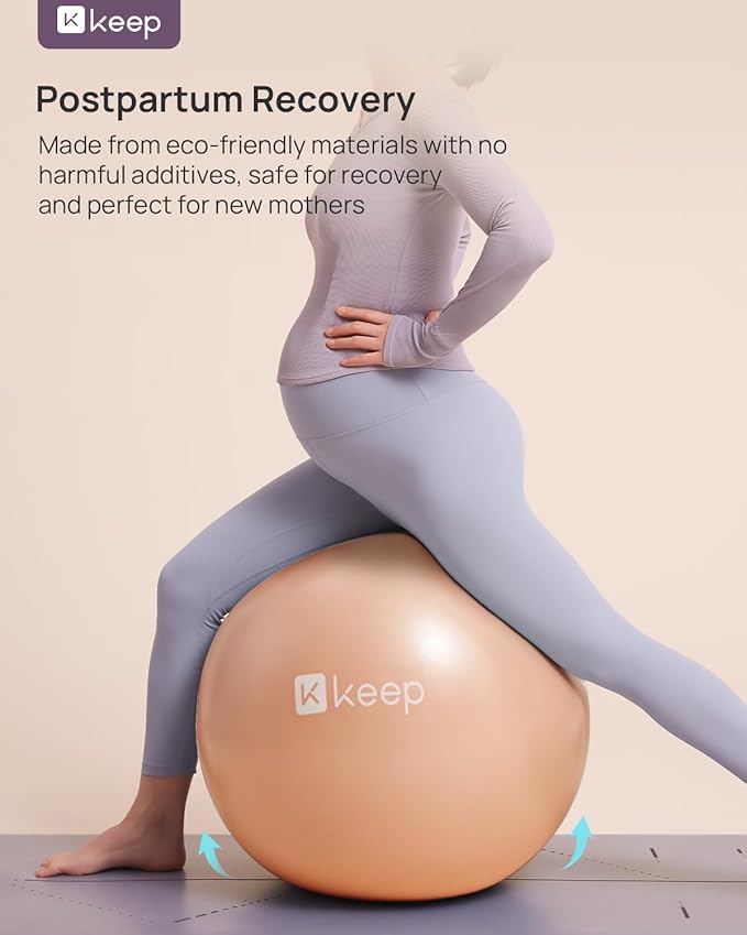 KEEP Pilates Small Exercise Ball Anti-Burst - Thickened Yoga Ball With Pump for Physical Therapy, Fitness, Workout, and Core Strength