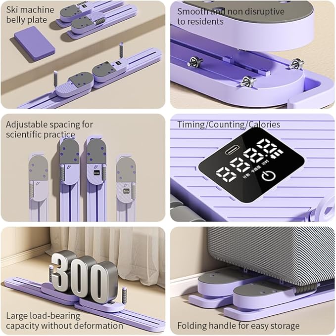 Pilates Board - Pilates Reformer Set, Pilates Board for Home Workout, 6 in 1 Pilates Sliding Board for Women(Purple)