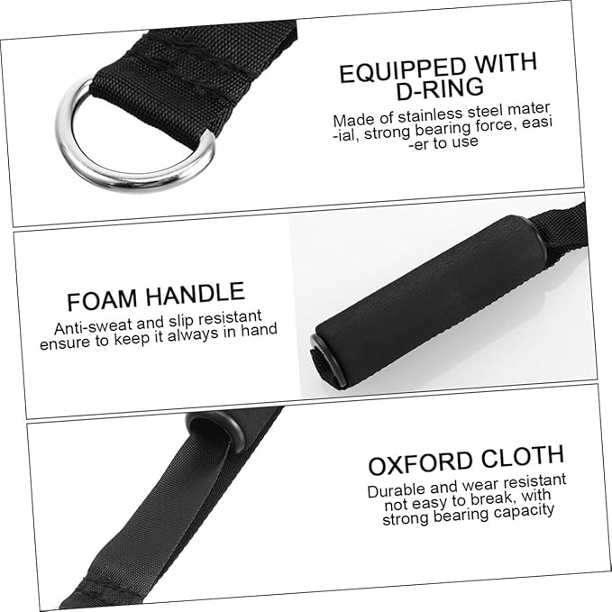 Garneck 4pcs Resistance Band Handles Plastic D Ring Exercise Strap Foam Handle Band Fitness Equipment for Home Gym Overhead Strength Training Stretching Black