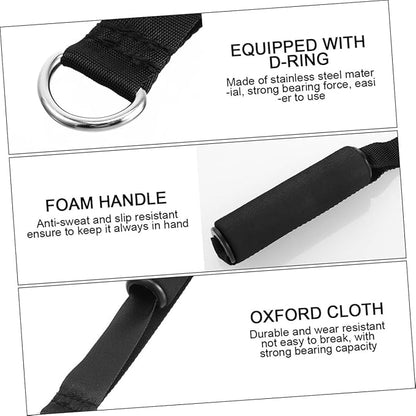 Garneck 4pcs Resistance Band Handles Plastic D Ring Exercise Strap Foam Handle Band Fitness Equipment for Home Gym Overhead Strength Training Stretching Black