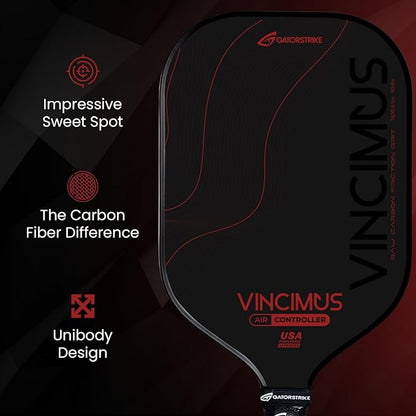 Vincimus Air Controller T600 Pickleball Paddle, T600 Carbon Fiber Pickleball Paddle with Enhance PP Honeycomb 16mm Core, 8.1oz with GatorGrit Face