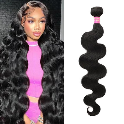 16 Inch Bundles Human Hair Body Wave 12A Brazilian Virgin Human Hair 1 Bundle 100% Unprocessed Quick Weave Hair Extensions Natural Black