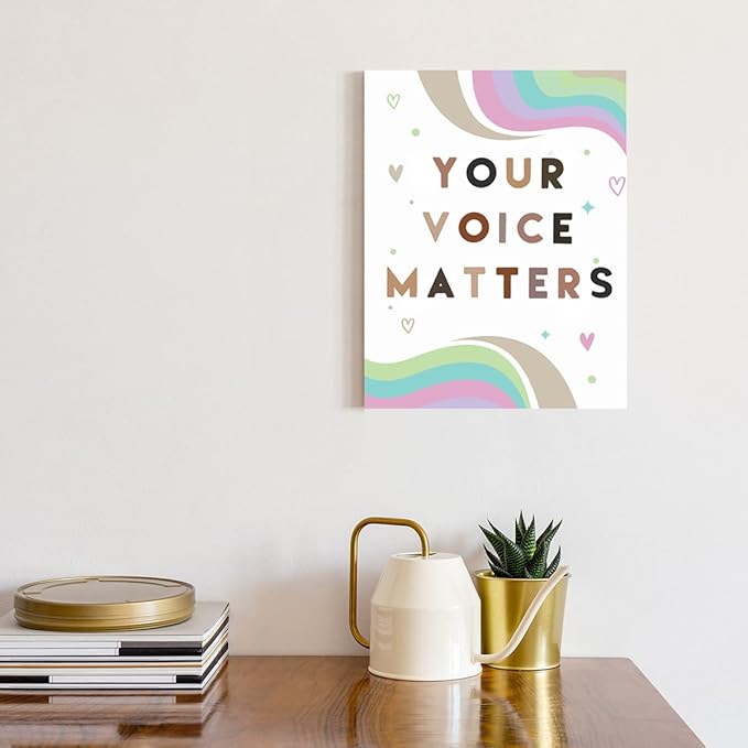 JANLAN Your Voice Matters Wall Decor,Diversity Posters for Classroom,Diversity Equality Canvas Wall Art,Your Voice Matters Canvas Wall Art for Kids Nursery School