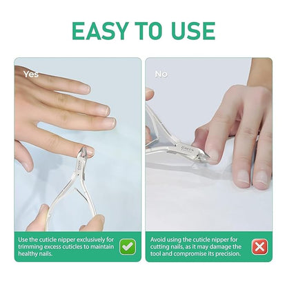 Professional Cuticle Trimmer Nail Cuticle Cutter Stainless Steel Cuticle Nippers with Sharp Blades of Cuticle Remover Clippers Manicure Tools Double Spring - Pedicure Nail Tools (Silve - 4 Pack)