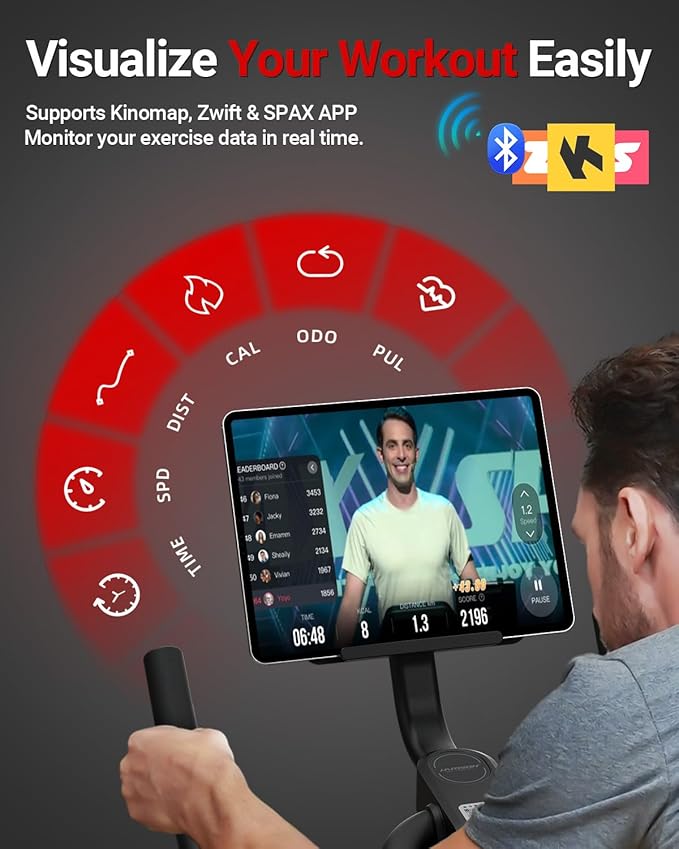 HARISON Semi-Commercial Exercise Bike 400 lbs Capacity, Magnetic Stationary Bikes for Home Gym with Bluetooth & Tablet Holder & Comfortable Seat Cushion