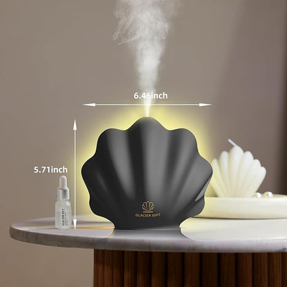 Essential Oil Diffuser 260ML, Shell Aroma Diffuser with Remote Control Humidifier with 7 Colors LED Night Light for Bedroom Home Relaxation (Black)