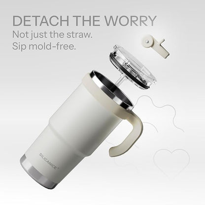 Easy Clean Pro Tumbler-24 oz Water Bottle with Handle Quick-Disassemble Flip Straw, Leakproof Insulated Stainless Steel Dishwasher Safe, BPA-Free Gifts for Kids
