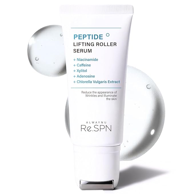 Re.SPN Peptide Lifting Roller Serum – For Wrinkles, Lifting & Pore Tightening on Face & Neck with Gua Sha Applicator, Vegan, Anti-wrinkle Peptide, Niacinamide, K-Beauty (0.67 fl oz)