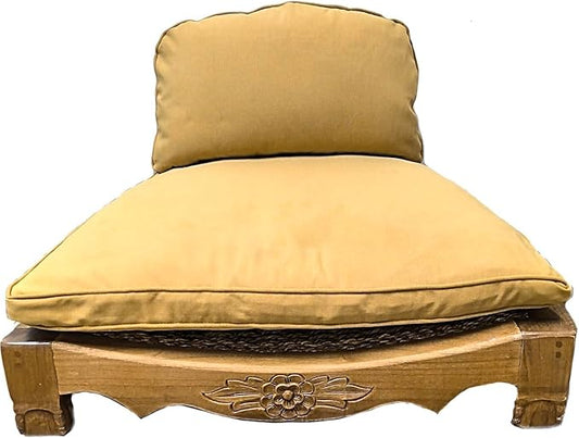 Handcrafted Wooden Meditation Chair with Woven Seagrass Seat, 30 x 28 x 18 inches (Harvest Gold)
