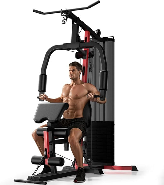 Home Gym, Workout Station with 160LBS Weight Stack, Exercise Equipment with Pulley System for Full Body Training