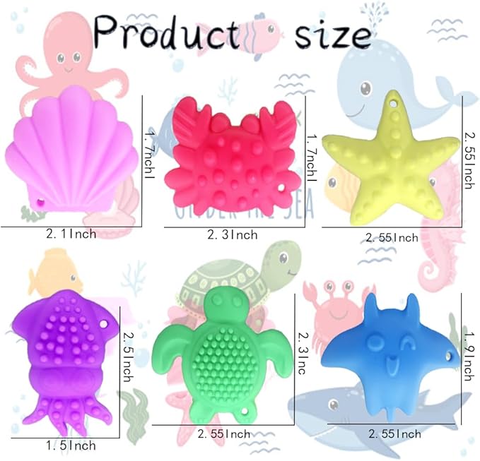 6psc Ocean Series Fidget Toys Sensory Stone for Kids，Textured Soft Worry Stone for Autism Kids Calming - Fidget Stress Toys for Students Anxiety Relief - Small Prizes Fidget Toys