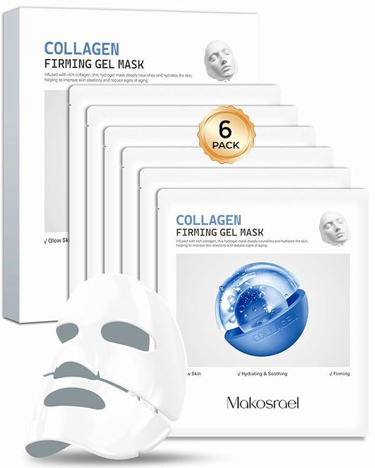 6 Pcs Bio-Collagen Face Mask, Overnight Hydrating Hydrogel Face Masks for All Skin Types - Fine Lines, Elasticity, Pore Minimizing, Firming, Glass Skin Korean Skin Care