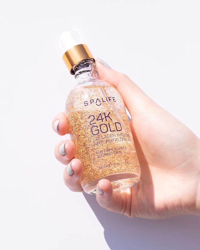 SpaLife Nourishing Anti-Aging Gold & Silver Serums (Anti-Aging 24k Gold & Collagen) 110 ml (3.7 Fl. Oz.) - Boosts Firmness, Hydration, and Radiance