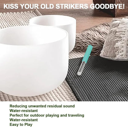 Singing Bowl Mallet Clear Acrylic Base Silicone Rubber Striker Mallet for Playing Quartz Crystal Singing Bowl with Bundle Pocket(Green)