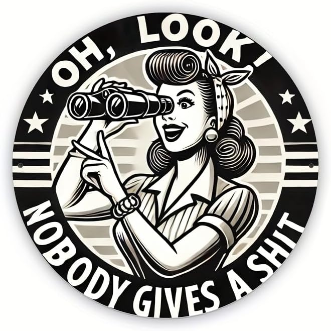 1pc Humorous Quote Round Iron Sign, 8x8 Inch "Nobody Gives a Shit" Wall Art, Decorative Metal Plaque for Home, Garage, Street, Backyard, Club, Bar, Cafe - Gift Idea