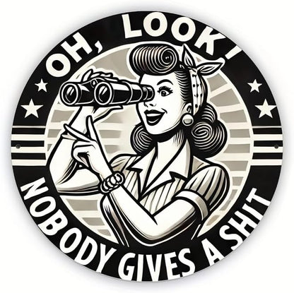 1pc Humorous Quote Round Iron Sign, 8x8 Inch "Nobody Gives a Shit" Wall Art, Decorative Metal Plaque for Home, Garage, Street, Backyard, Club, Bar, Cafe - Gift Idea