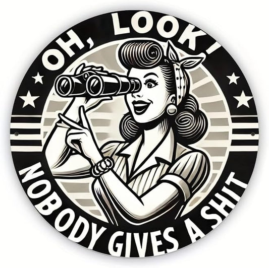 1pc Humorous Quote Round Iron Sign, 8x8 Inch "Nobody Gives a Shit" Wall Art, Decorative Metal Plaque for Home, Garage, Street, Backyard, Club, Bar, Cafe - Gift Idea