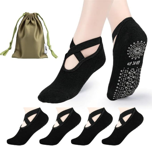 BKP Yoga Socks For Women,Non slip Grip Pilates Socks Suitable For Ballet,Plasticity,Dance,Home,Training