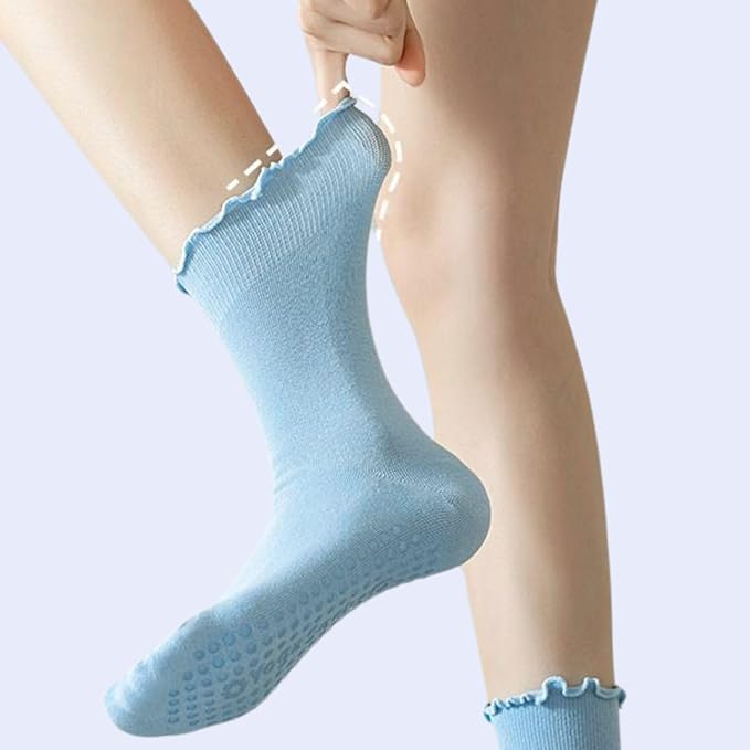 3/6 Pairs Cute Pilates Socks with Grips,Yoga Socks Barre Sock Non Slip Embroidery for Barre Ballet Barefoot Workout