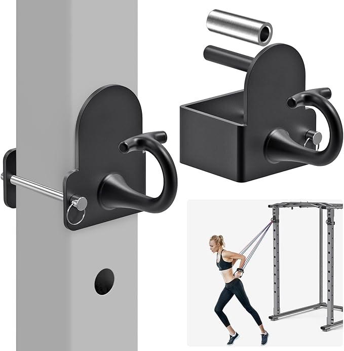 Kipika Power Cage Squat Rack Home Gym Accessories - Anchor for Resistance Bands Fits Rack with 5/8" or 1" Holes, Heavy Duty Hooks for Workouts, Strength Training, and Physical Therapy Exercise, 2 Pack
