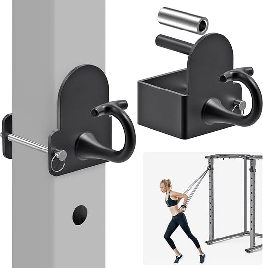Kipika Power Cage Squat Rack Home Gym Accessories - Anchor for Resistance Bands Fits Rack with 5/8" or 1" Holes, Heavy Duty Hooks for Workouts, Strength Training, and Physical Therapy Exercise, 2 Pack