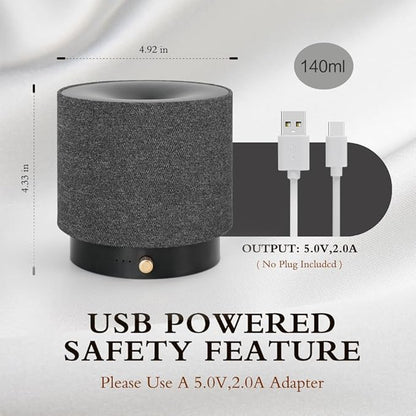 Elegant Fabric Aroma Diffuser - Quiet Essential Oil Diffuser with Soft Night Light, Perfect for Home, Office, and Yoga Space (M35-Black)
