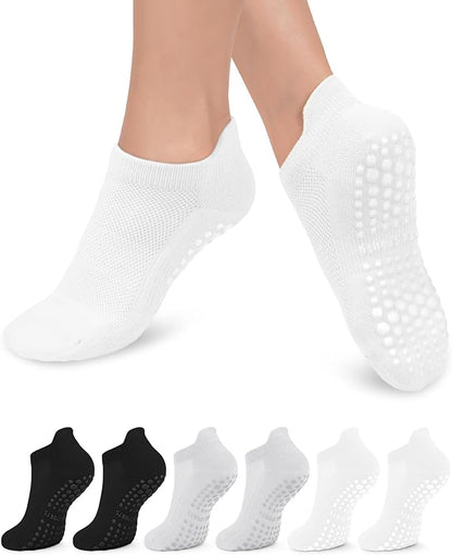 3/6 Pairs Grip Pilates Socks for Women, Non-slip Yoga Athletic Socks for Barre Ballet Barefoot Workout Hospital