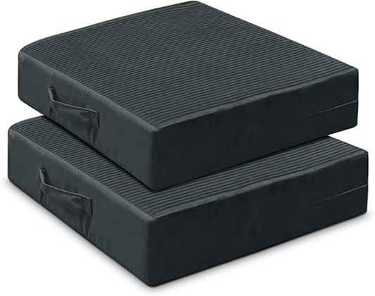Large Floor Pillows for Adults, Thick Meditation Floor Cushions for Sitting Yoga, 22x22x5 Foam Seat Cushions Set of 2 for Furniture, Floor Pillow with Pleated Velvet Removable Cover, Grey