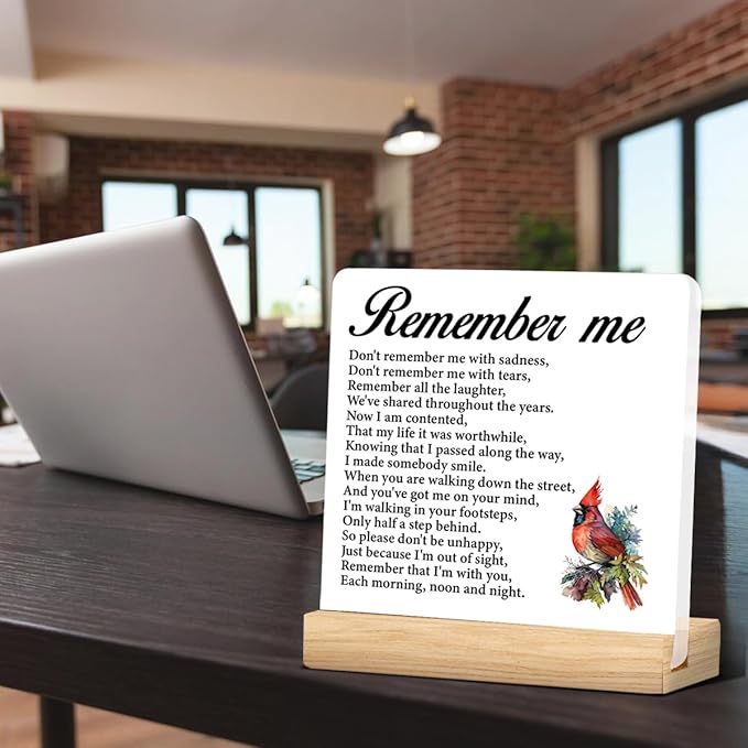 Remembrance Gifts Memorial Gifts for Loss of Loved One, Remember Me Sympathy Acrylic Desk Plaque Sign 4 x 4 Inches