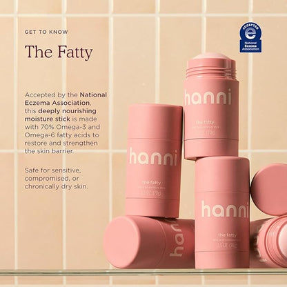 HANNI Fatty Body Moisturizer Stick with Fatty Acids, Travel Size Friendly Solid Lotion for Plumping and Hydration, Fragrance-Free and Safe for Sensitive Skin, 2.5 oz