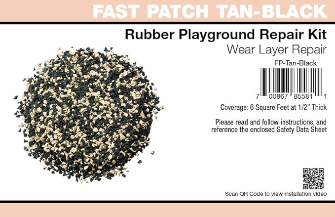 Fast Patch Poured-in-Place Surfacing Repair Kit Fix Rubber Playground (Tan/Black, Standard)