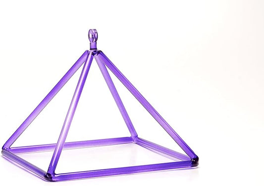 TOPFUND 6" Purple Crystal Singing Pyramid Sound Therapy Instrument with Carrying Case and Quartz Suede Mallet