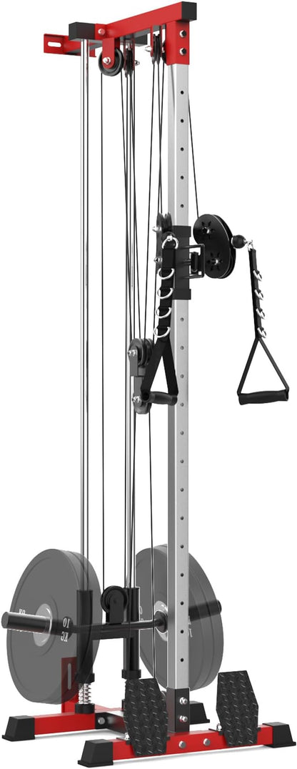 LAT Pulldown Machine, Multi-Functional Cable Machine with High and Low Pulley Station, Row Cable Machine Home Gym with Leg Support, Tricep Workout Equipment