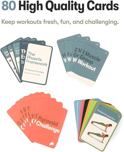 Dumbbell Transformation Journal and Elevate Exercise Cards: Home Workout Series Card Deck - Comprehensive Fitness System With Effective Dumbbell Workouts. #1 Workout Journal/Workout Planner for Women & Men.