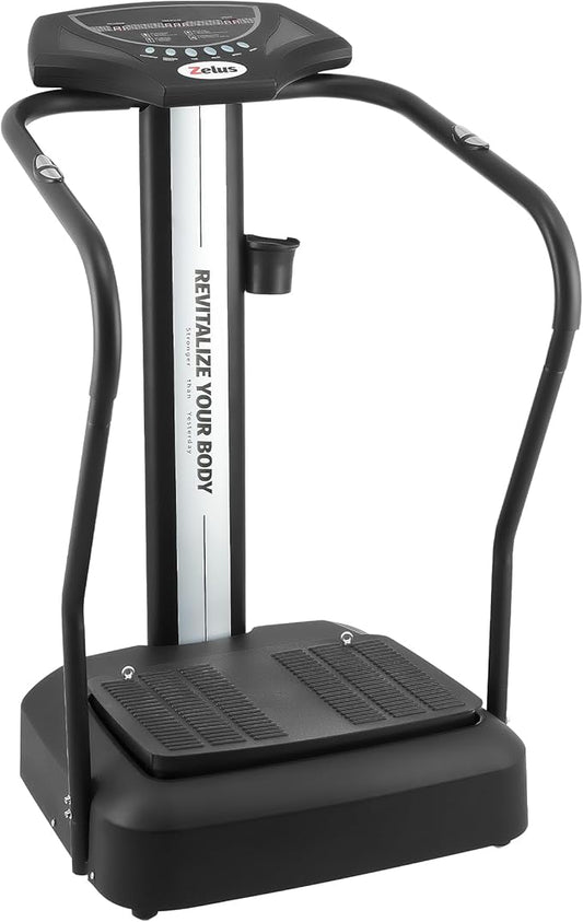 ZELUS Whole Body Vibration Plate, 500W Vibration Plate Exercise Machine with 99 Levels 3 Preset Modes & 2 Resistance Bands, Training Fitness Vibration Platform Machine for Home Gym with 330lb Capacity