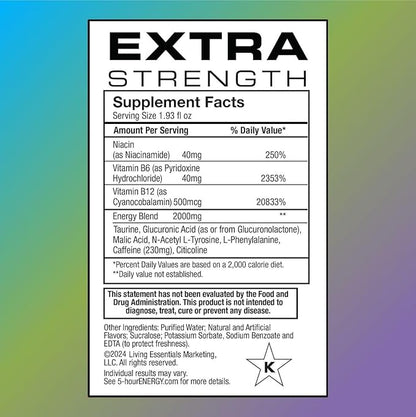 5-Hour Energy Extra Strength Shots Variety Pack, 30 Count (1.93 fl oz) - Tropical Burst, Hawaiian Breeze, Watermelon Flavors