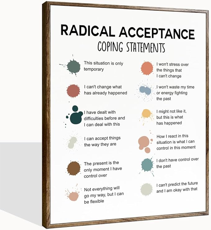 Mental Health Décor, Mental Health Wall Art, Mental Health Posters, School Counselor Supplies, Framed Canvas Wall Art, DBT Poster, Therapist Office Decor, Radical Acceptance Canvas Poster 12x15