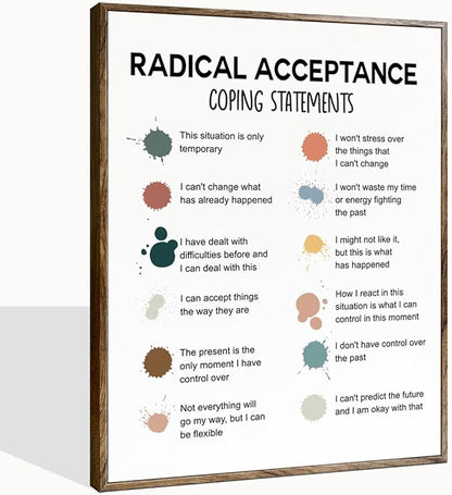 Mental Health Décor, Mental Health Wall Art, Mental Health Posters, School Counselor Supplies, Framed Canvas Wall Art, DBT Poster, Therapist Office Decor, Radical Acceptance Canvas Poster 12x15