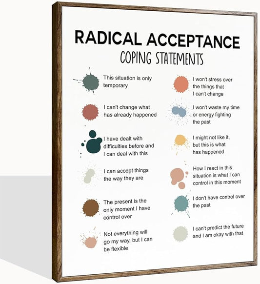 Mental Health Décor, Mental Health Wall Art, Mental Health Posters, School Counselor Supplies, Framed Canvas Wall Art, DBT Poster, Therapist Office Decor, Radical Acceptance Canvas Poster 12x15