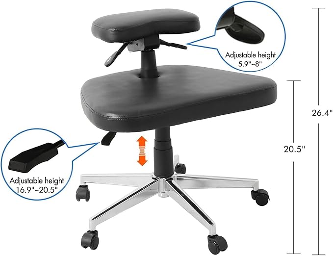 Meditation Chair for Adults Height Adjustable Tilt Angle, Ergonomic Kneeling Chair with Wheels, Criss Cross Legged Chair for Office and Home(Black)