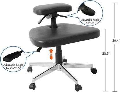 Meditation Chair for Adults Height Adjustable Tilt Angle, Ergonomic Kneeling Chair with Wheels, Criss Cross Legged Chair for Office and Home(Black)