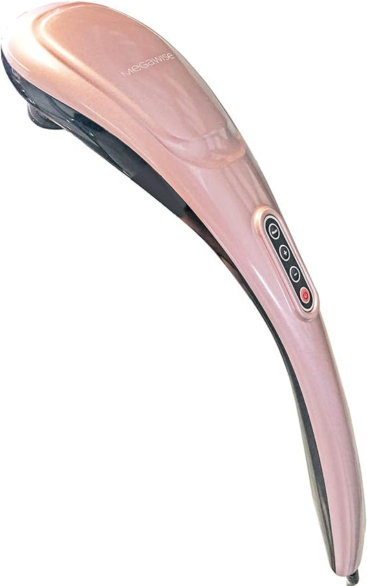 MEGAWISE Handheld Back Massager | Deep Tissue Percussion Massage for Back, Neck, Shoulders, Waist and Legs (Rose Gold)