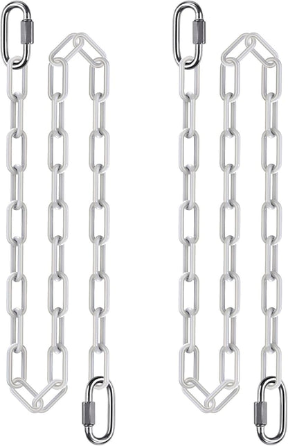 SELEWARE 2 Pcs 80" Hanging Swing Chain with 4 Carabiners, 1000LB Capacity Plastic Coated Hanging Chains, Hammock Hardware Kit for Swing, Hanging Chair, Punching Bags, Indoor Outdoor Gym (White)