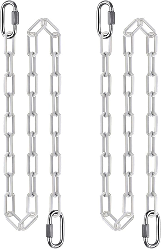 SELEWARE 2 Pcs 80" Hanging Swing Chain with 4 Carabiners, 1000LB Capacity Plastic Coated Hanging Chains, Hammock Hardware Kit for Swing, Hanging Chair, Punching Bags, Indoor Outdoor Gym (White)