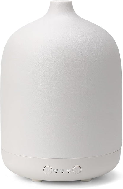 Ceramic Essential Oil Diffusers for Home, Decorative Bedroom Aromatherapy Scent Air Diffuser Ultrasonic Aroma Defusers 250ml with Timed-White